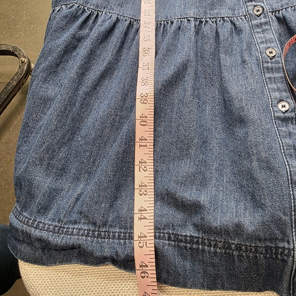 Boden Denim Tiered Midi Dress Ruffle Collar Blue US 12R - Picture 9 of 14